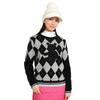 Callaway Argyle Crew Neck Golf C23218205 Size L Women's Sweater, Sweater, 1010_Black,