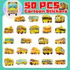 50 Cartoon School Bus Stickers Creative Cartoon Cute Yellow School Bus Bus Doodle Stickers Student Children