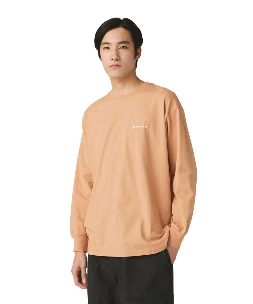 Snow Peak Soft Cotton Relaxed Logo Cut and Long and Size Orange L/S T-Shirt TS-25AU010, Sew, Sleeve, Men's Women's, M,