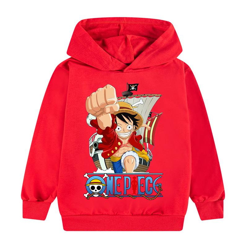 2026 One Piece Autunno Inverno Nuovo One Piece Luffy Felpa con Cappuccio Anime Ragazzi Ragazze Felpa con Cappuccio Felpa Stampa Casuale Cartone Animato Top per Bambini