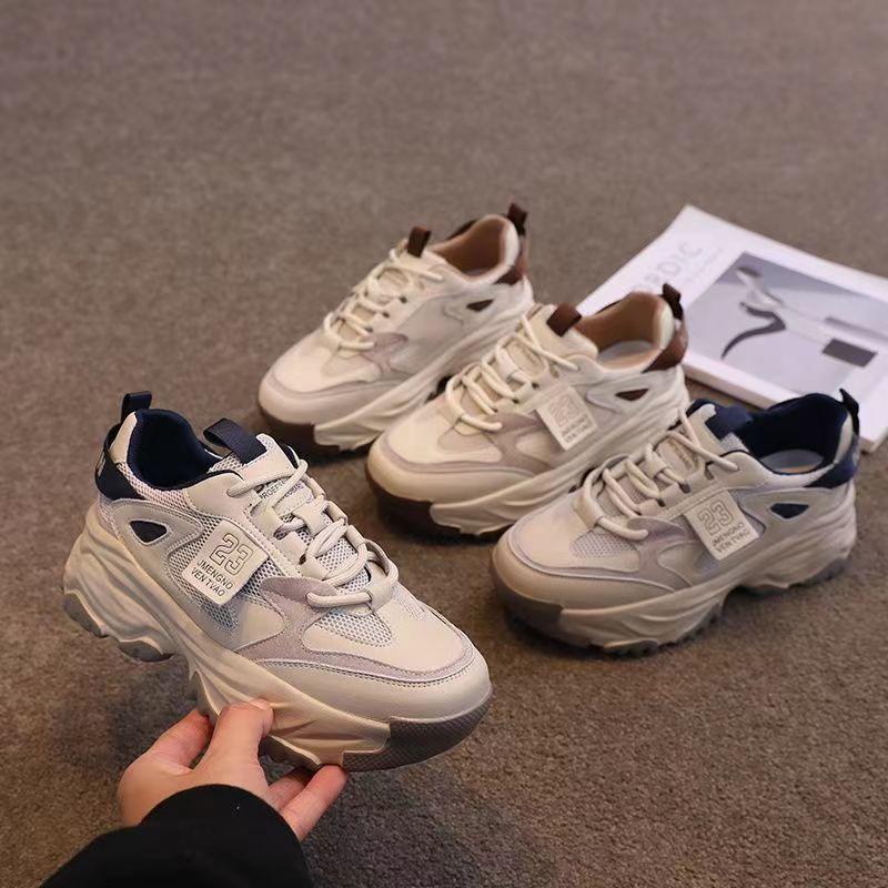 Thick-soled Gray Dad Shoes Women's Shoes 2025 New Fried Street Popular Versatile Women's Heightening Casual Shoes Sports Shoes