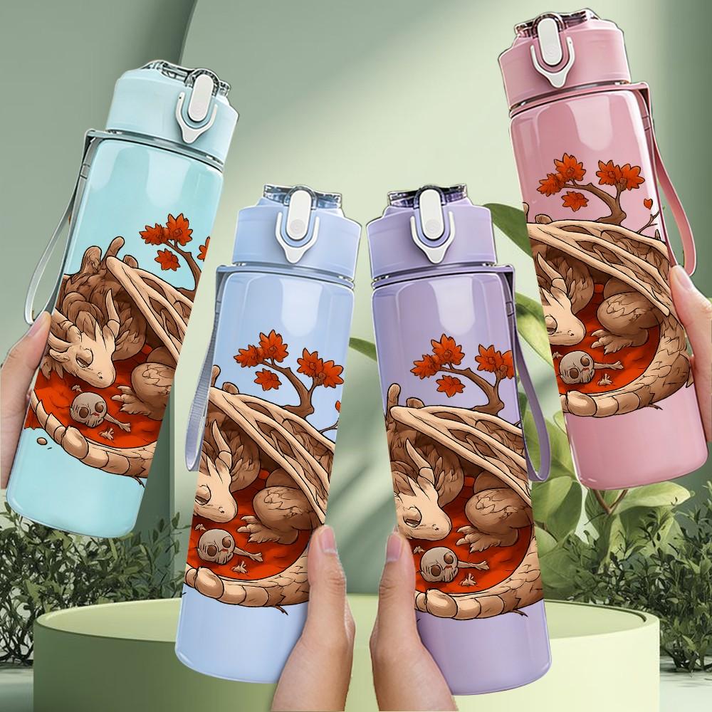 1PC Squirrel Dragon Autumn Art 750ml Color Plastic Sports Water Bottle Leakproof Flip Straw Lid Suitable for Sports Office Home Use
