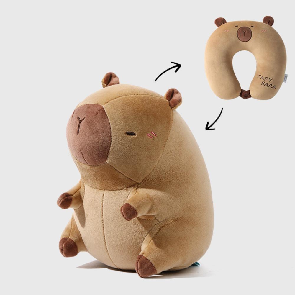 Cute Cartoon Capybara U-shaped Pillow Soft Travel Neck Support Pillow Eye Mask Pillow 2 In 1 Office Chair Cushions