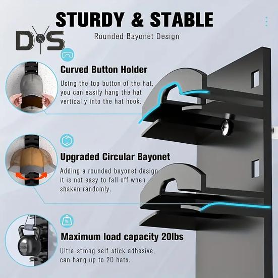 Hat Holder Wall Mounted Organizer Strong Load-bearing Easy To Install Baseball Cap Organizer Hat Storage Display Holder