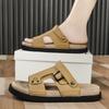 Light luxury men's summer 2 new soft bottom strap heel slippers trendy outer wear trendy brand