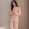 2025 Women's Winter Island Fleece Pajama Set - Long Sleeve Top & Pants, Thickened, High-End Home Wear