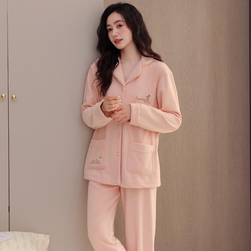 2025 Damen Winter Insel Fleece Pyjama Set - Langarm Oberteil & Hose, Verdickt, Hochwertige Homewear
