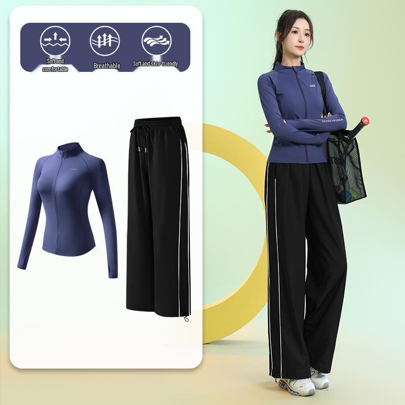 Damen Slim-Fit Atmungsaktiver Badmintonanzug - Herbst/Winter Schnelltrocknendes Sportbekleidungsset mit Reißverschluss und langen Ärmeln