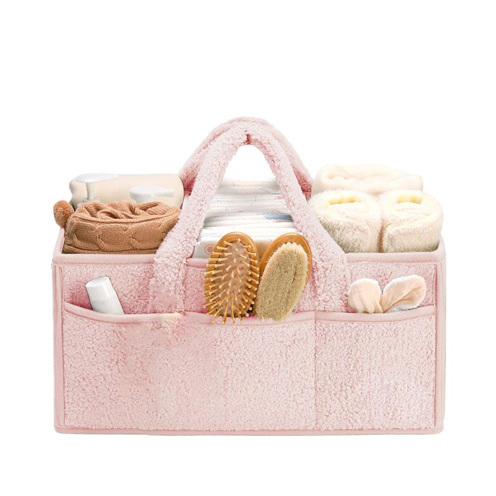 

Large Capacity Baby Diaper Bag Plush Diaper Storage Basket Multifunctional Mommy Bag Boys Girls світло-рожевий колір