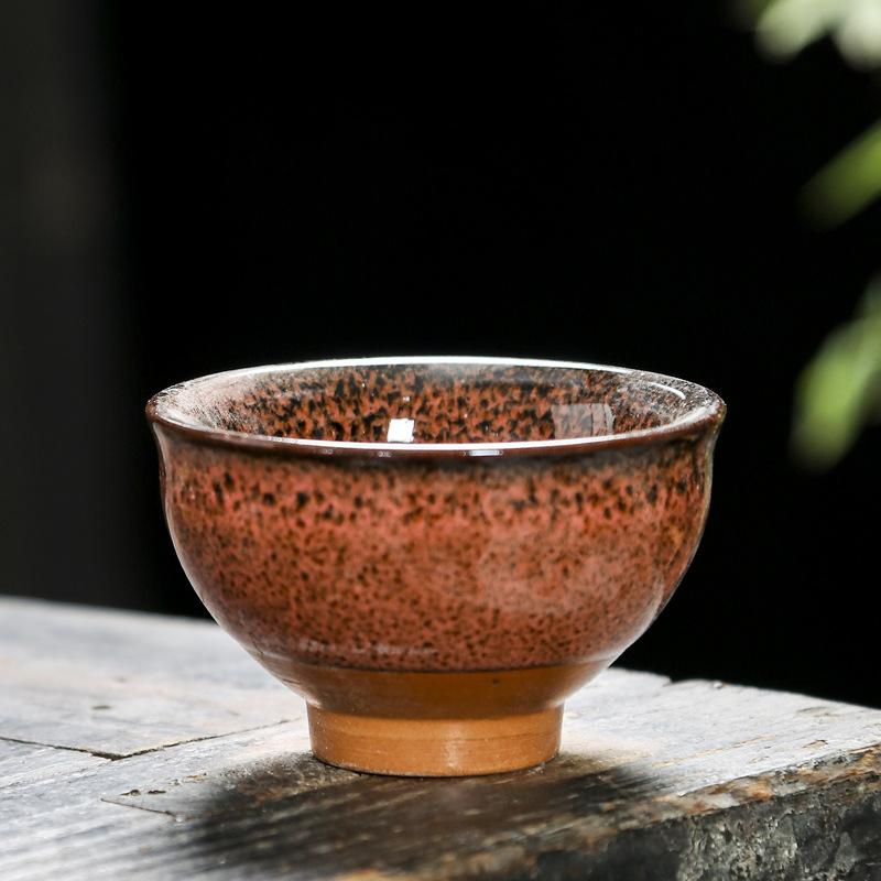 60ML Kiln Change Ceramic Teacup Temmoku Glaze Multicolor Porcelain Kung Fu Cups Pottery Japanese Master Cup Drinkware