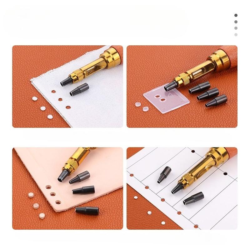 Adjustable Interchangeable Head Leather Belt Hole Punch Tool Kit with Hollow Punch for DIY Leather Craft Tools