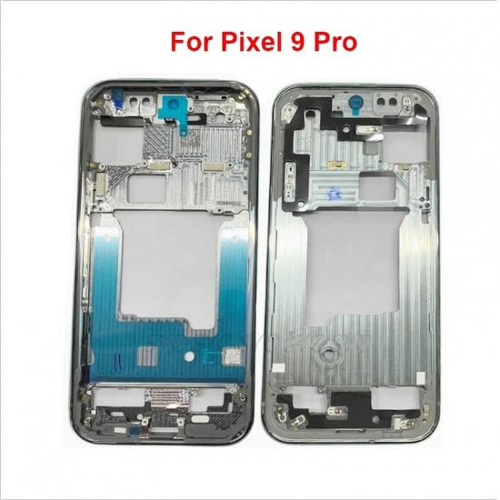 1Pcs Middle Frame Housing Mid frame Bezel Chassis Plate With Power Volume Side Buttons For Google Pixel 9 Pro XL/ Pixel 9 Pixel 9 Black