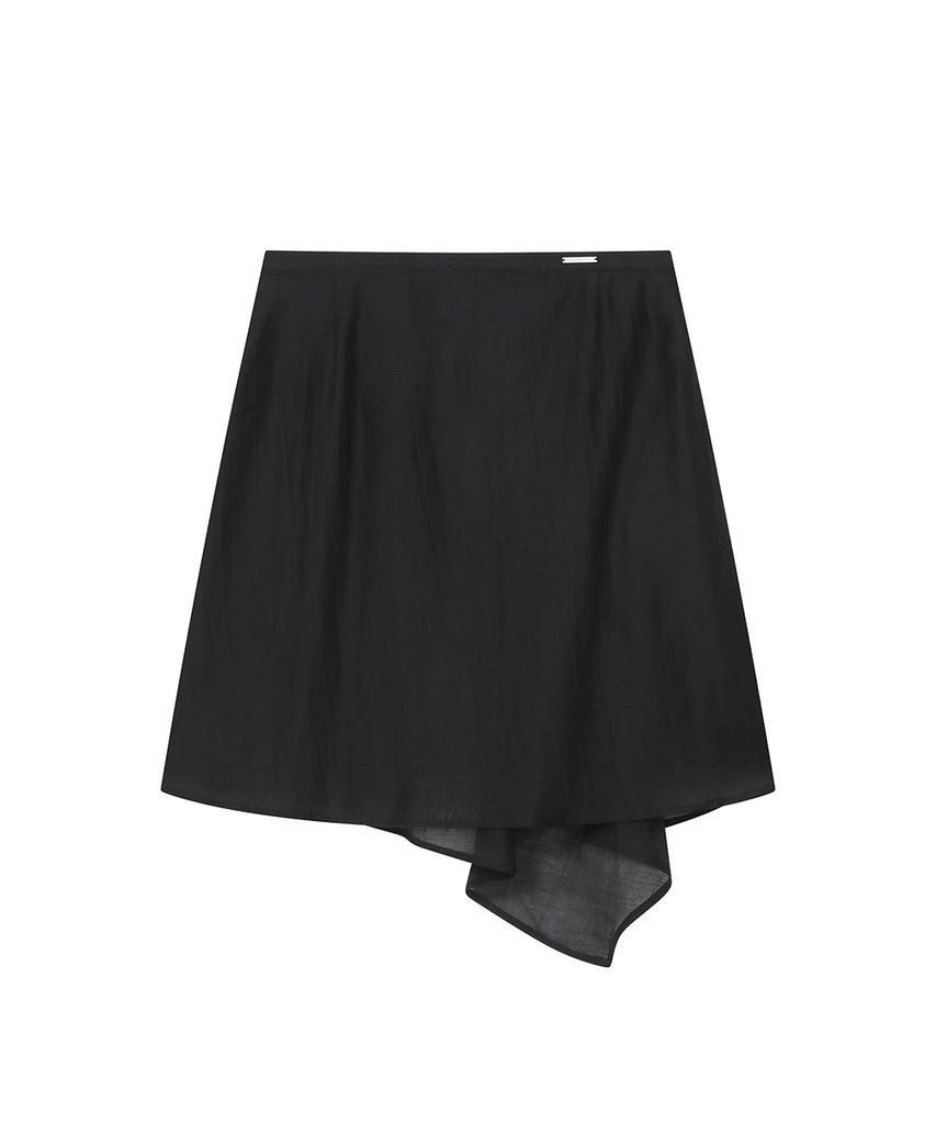Miseki Seoul Button Layered Wrap Skirt Black