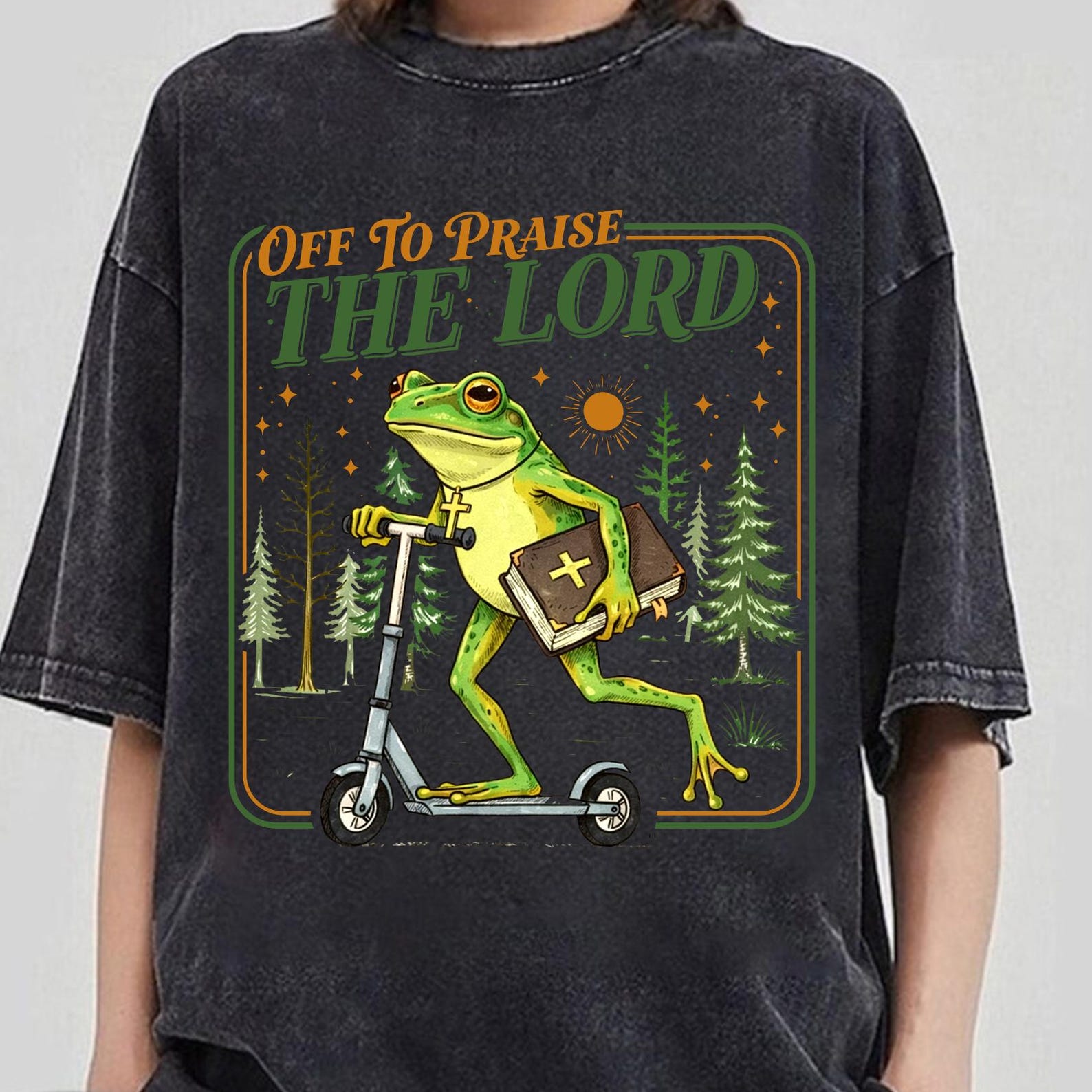 Christian Frog Off To Praise The Lord Shirt, Gift For Christian, Bible Study Shirt, Funny Easter Tee, Jesus Church Faith Humor 3XL
