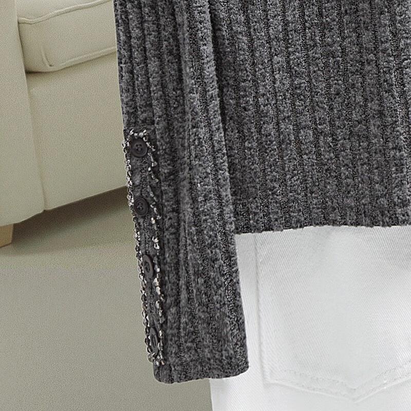 Sibaishe Damen Perlenbesetztes V-Ausschnitt Stricktop