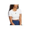 adidas Originals Logo Print Round Neck Slim Fit Short Sleeve T-Shirt Women Tops White JC9026