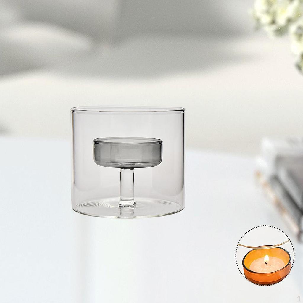 Čajová svíčka Držák Větruodolný Stojan na svíčku Skleněná Stolní Dekorace Kreativní Narozeninová Festivalová Dekorace