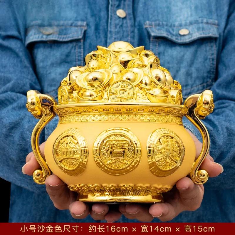 1PCS of Resin a Bucket of Gold a Piggy Bank Small Ornaments Home Decor Living Room Bedroom Foyer Decorations  Feng Shui