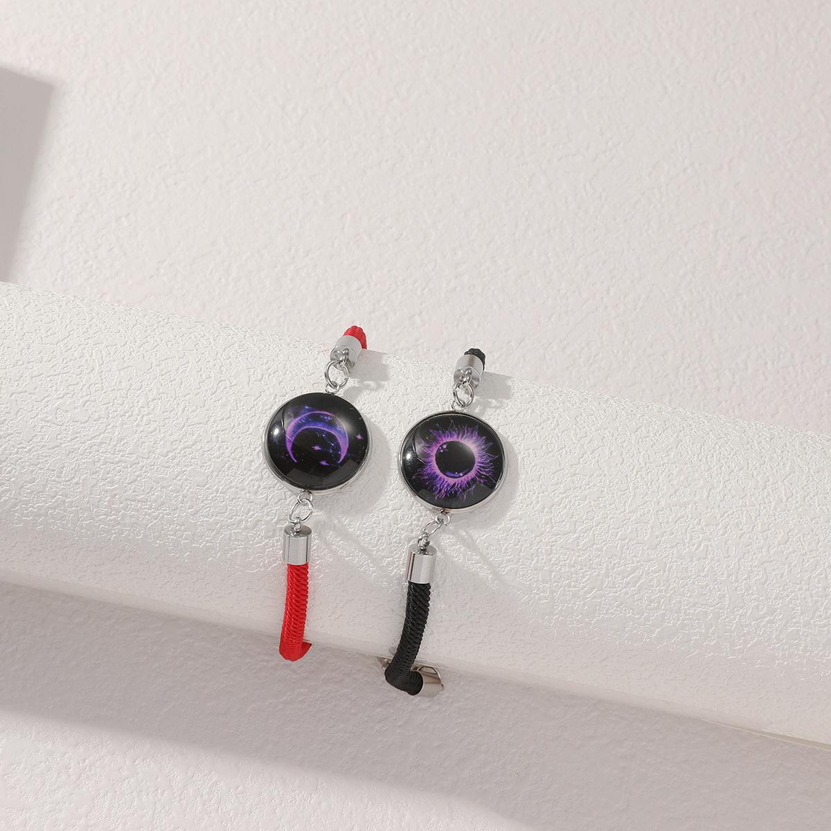 

2 шт. Модний романтичний любитель сонця та місяця з нержавіючої сталі, світлодіодний плетений браслет із дорогоцінним камінням, браслет для пар на День Святого Валентина