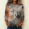 Women's Casual Round Neck Three Quarter Sleeve Halloween Print T Shirt Top Lightweight Comfortable Fit for Daily Wear