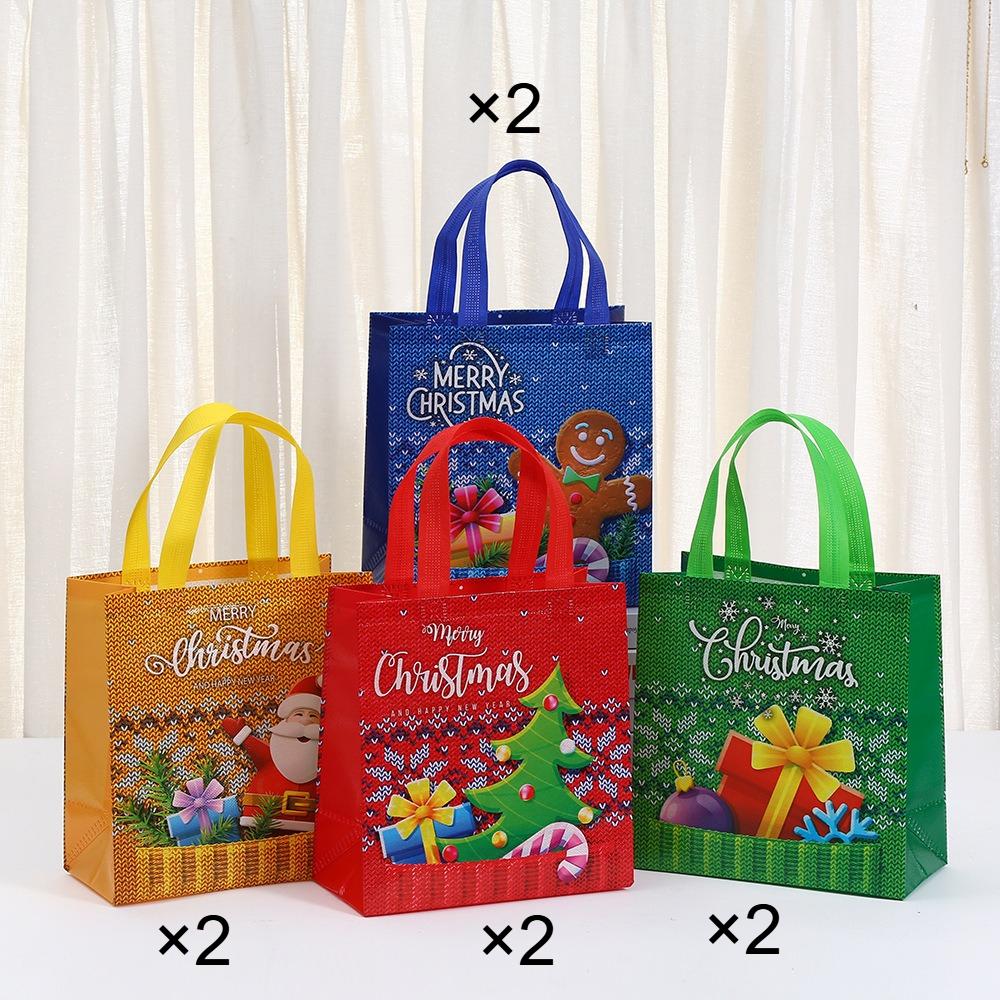 

8/16pcs Christmas gift bag, gift packaging bag with handle, Christmas tree, Santa Claus and gingerbread for Man design