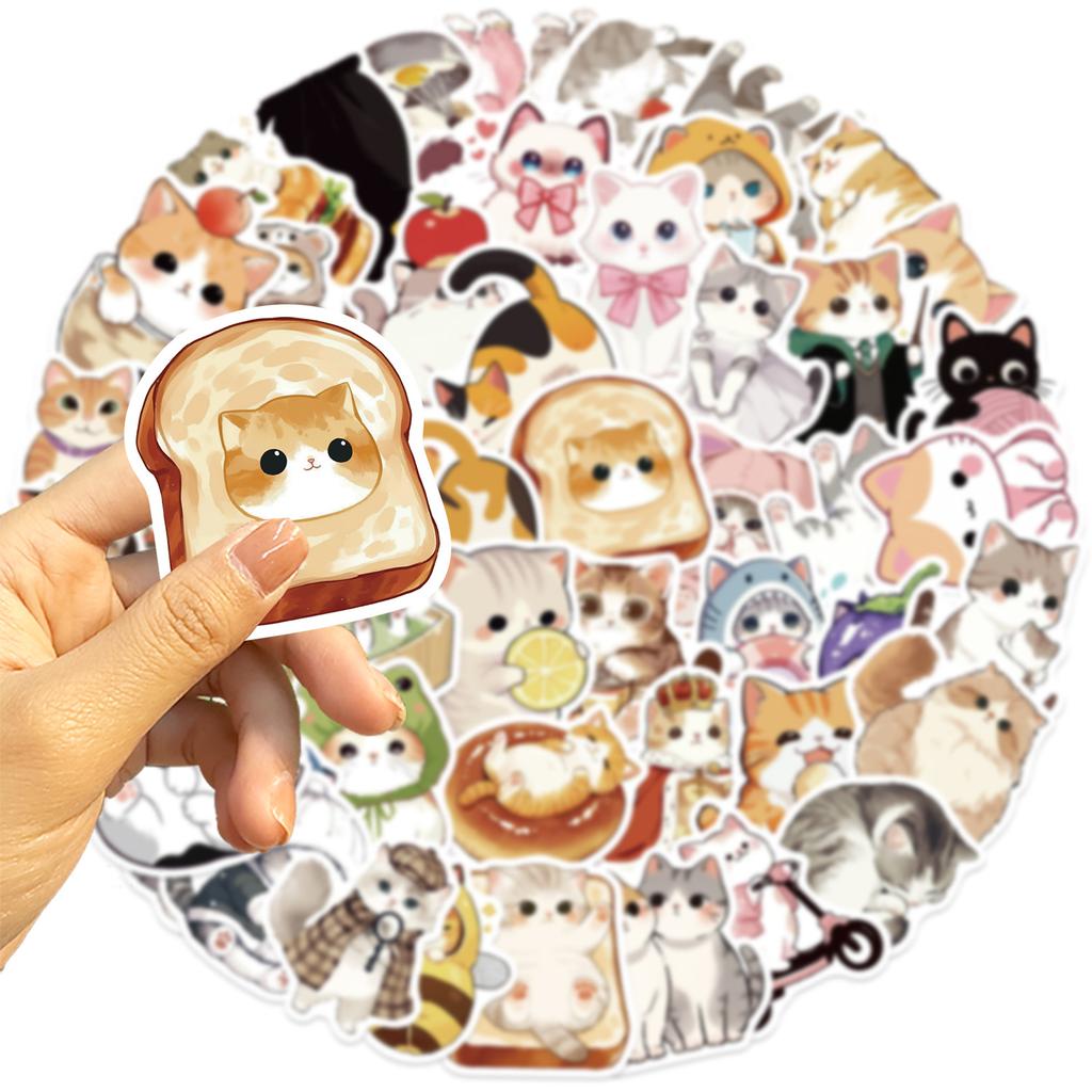 50PCS Cat Cute Creative Fun Stickers DIY Manual Speaker Decoration Luggage Notebook Water Cup Label Waterproof Stickers