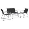 VidaXL Garden Lounge Set 4 Pcs Fabric and Steel Black