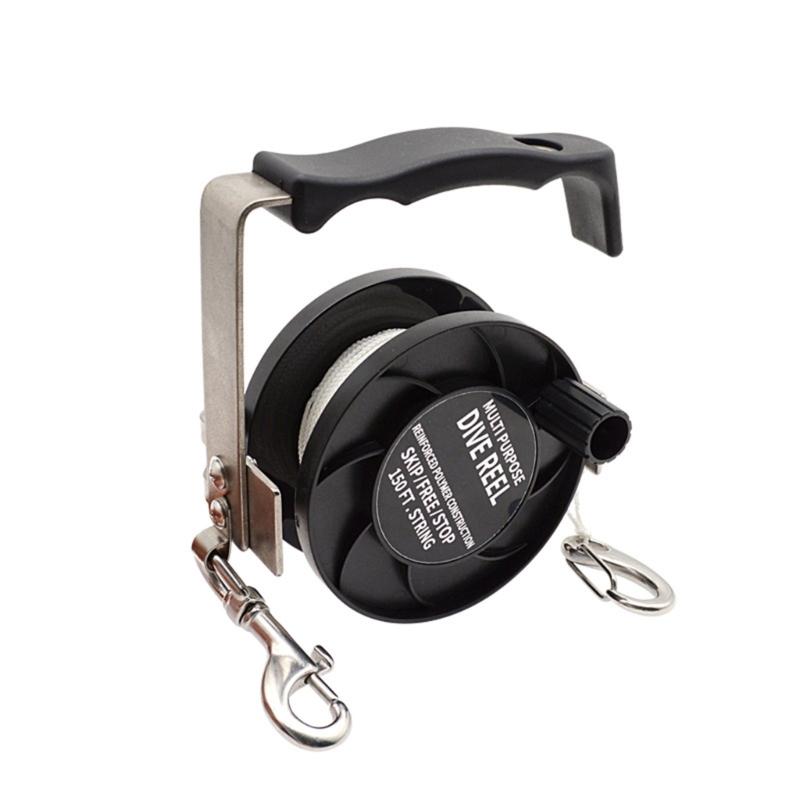 

Stainless Steel Diving Line Reel Ergonomic Handle Diving Reel Handle Spool for Safety Underwater Diving Snorkeling 45M чорний