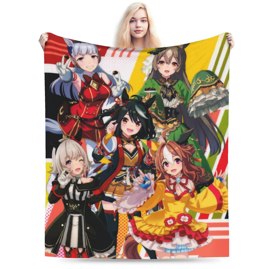 Uma Musume Pretty Derby Blanket Coral Fleece Plush Spring Autumn Multi-function Soft Throw Blanket for Bedding Car Bedspread