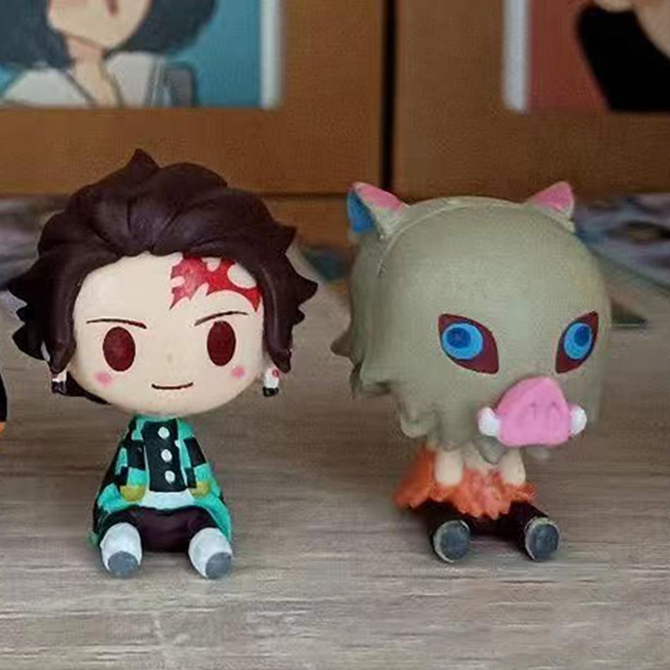 4pcs/set Demon Slayer Kimetsu No Yaiba Kamado Tanjirou Nezuko Agatsuma Zenitsu Action Figure Anime Model Statue Toys Gifts Poseable Articulated Scale