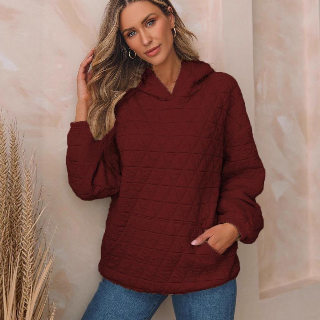 2025 European & American Women's Casual Solid Color Hooded Sweatshirt - Autumn/Winter Collection