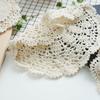 Beige Hand-Crocheted Cotton Fabric Insulation Coaster & Placemat with Large Hollow Lace Design