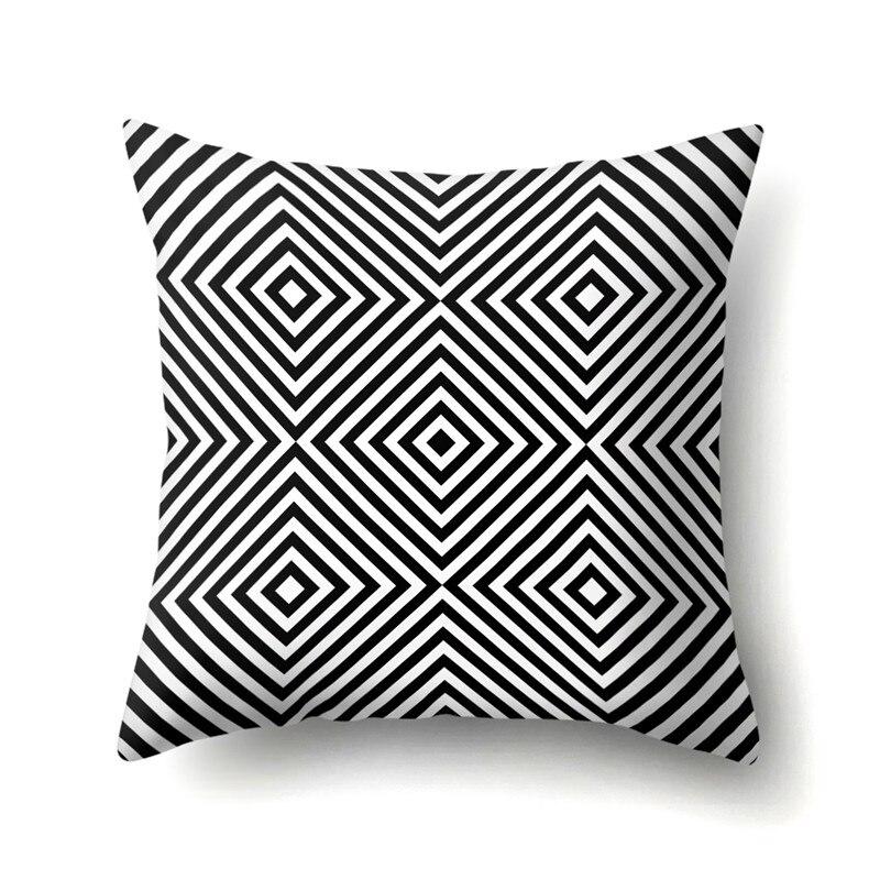 white geometric cushion