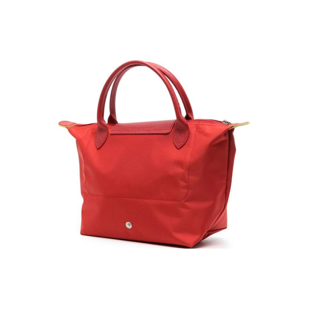 Longchamp Le Pliage Logo Embroidered Top Zip Tote Bag Small Women Handbags Tomato-Red 1621919P83