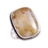Natural Golden Rutile Gemstone Handmade 925 Solid Silver Jewelry Ring S.9 G9j59