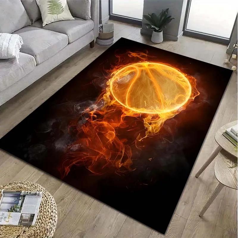 Basketball Hoop Art Pattern Area Rug Sports Carpet for Living Room Bedroom Game Room Non-Slip Floor Mat Home Decor Gift