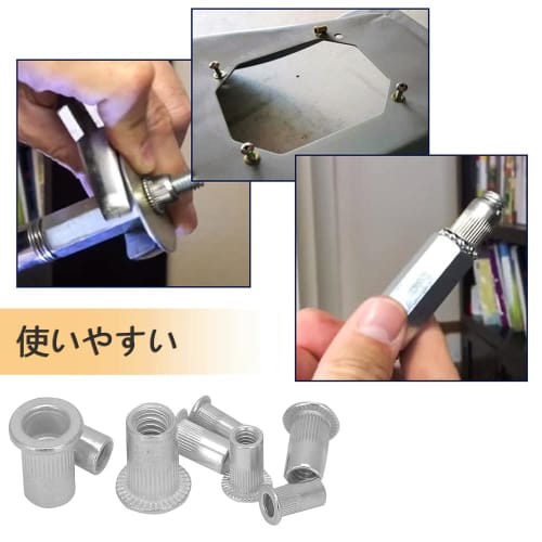 YFFSFDC Rivet Nuts, Aluminum Blind Nuts, Threaded Rivet Nuts, 100-Piece Set, Hollow Rivets, DIY, Machinery, Car Repair Parts, Storage Case Included, M