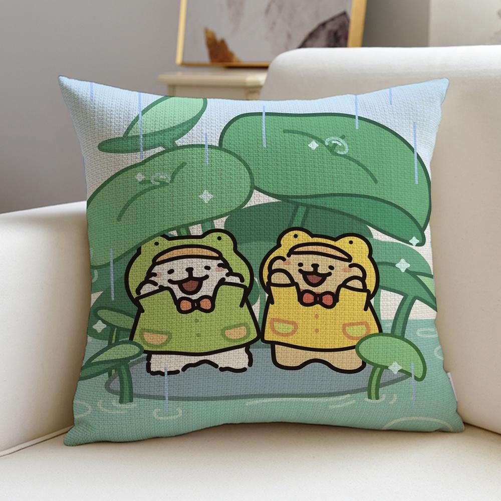 Friendly LLine Friends PuppyS Cushion Cover Breathable and Skinfriendly Linen Pillowcase Square Removable and Washable Cushion