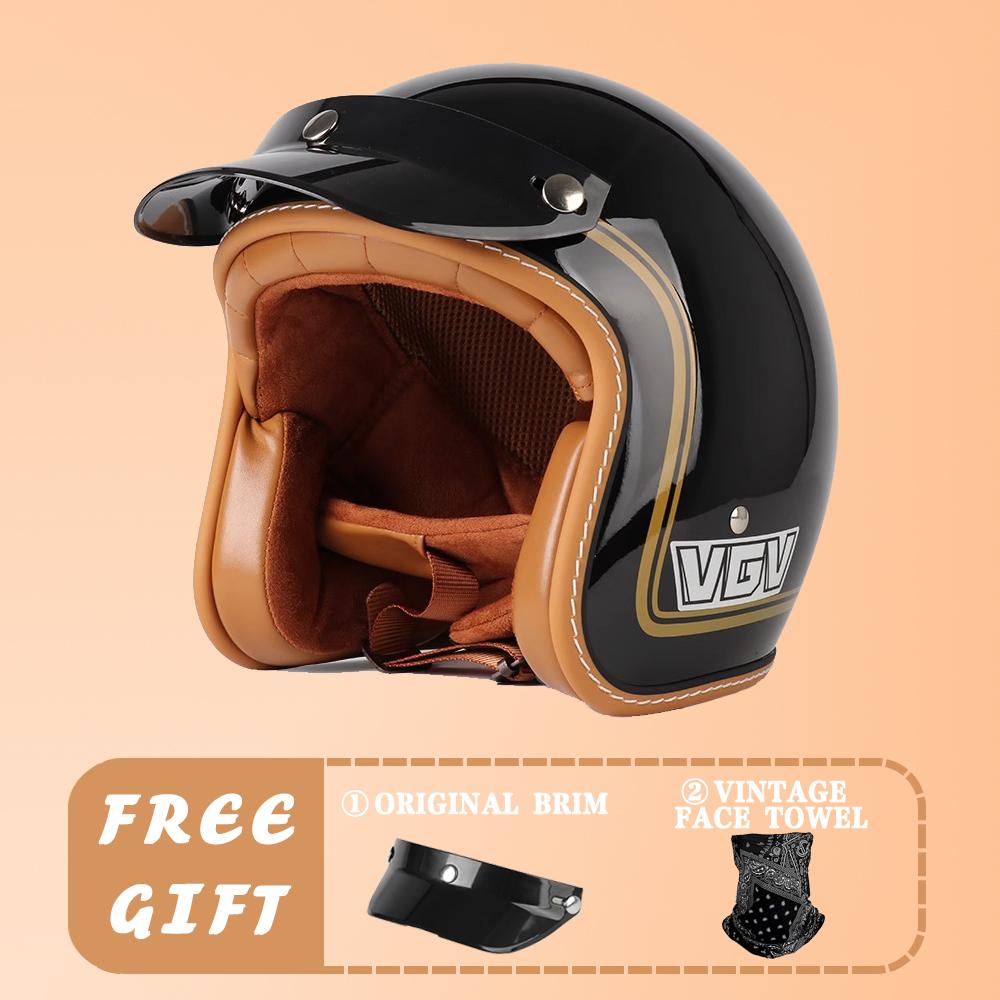 VGV DOT Certification Retro Prince Motorcycle Motorcycle Men and Women Japanese 3/4 Helmet Summer Electric Car Gourd Helmet Ridi