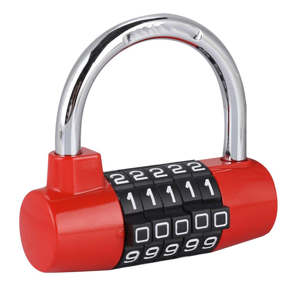 5 Digit   Lock Padlock U shaped Suitcase Door Combination Lock Red
