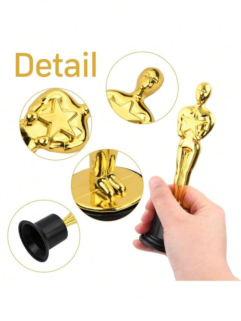 1/3/6/12 Pezzi Statuette Trofeo Dorato, Trofei Premio in Plastica Stile Oscar per Decorazioni da Festa, Regali di Apprezzamento
