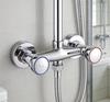 1PC Shower Faucet 4-Point Pipe Connection Copper Dual Handle Shower Mixer Tap Wall Mounted Hot Cold Water Bath Faucet Parts