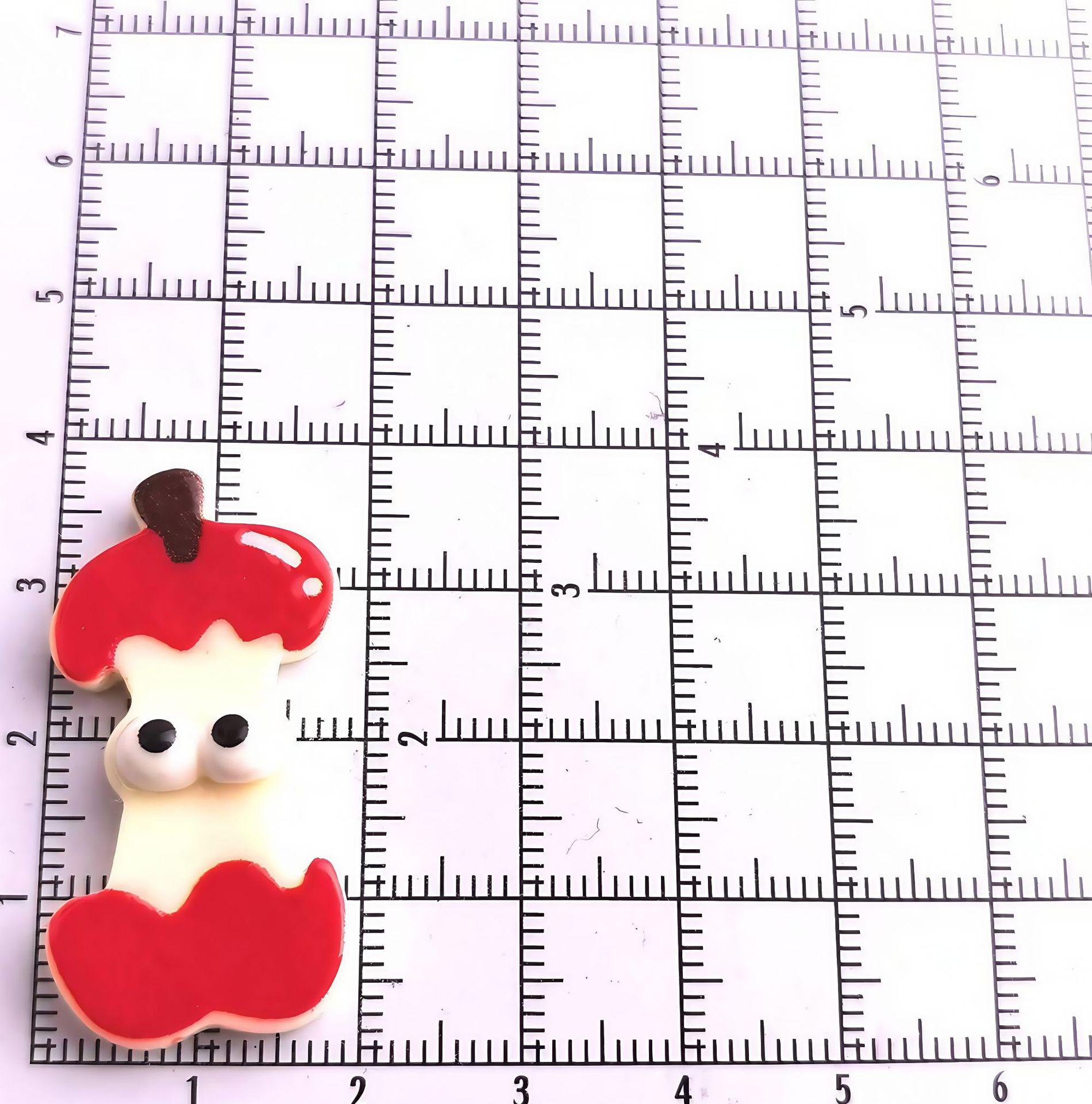 Mini Bright Red Cartoon Apple Core Handmade DIY Resin Charms for Crocs. Small Card