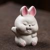 Yixing Zisha Zodiac Lucky Rabbit Tea Pet Ancient Fish Tank Landscaping Tea Figurine Play Toys Tea Statue Ornaments Supplies Gift