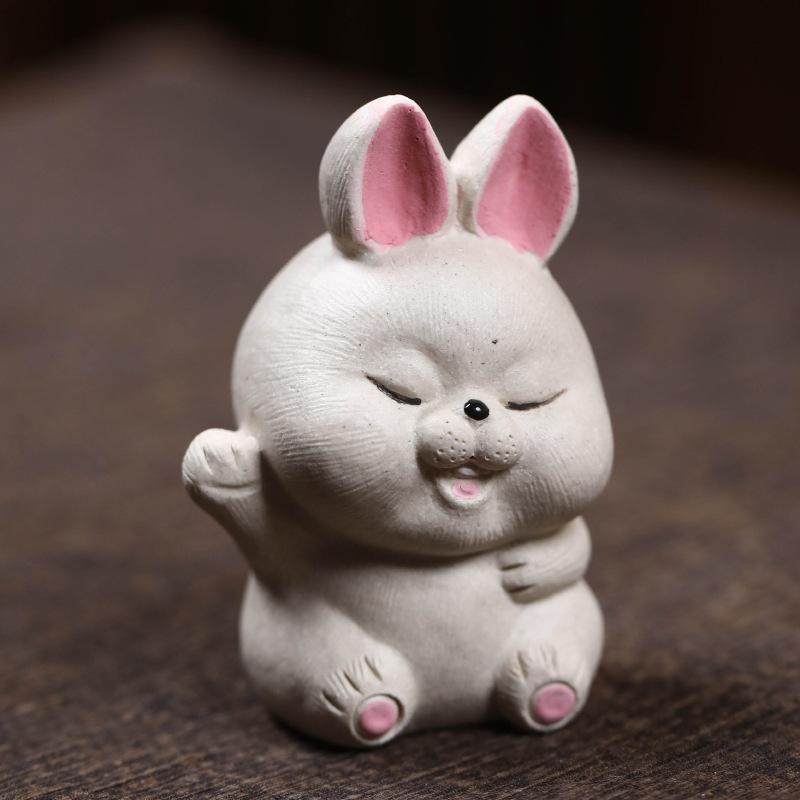 

Yixing Zisha Zodiac Lucky Rabbit Tea Pet Ancient Fish Tank Landscaping Tea Figurine Play Toys Tea Statue Ornaments Supplies Gift