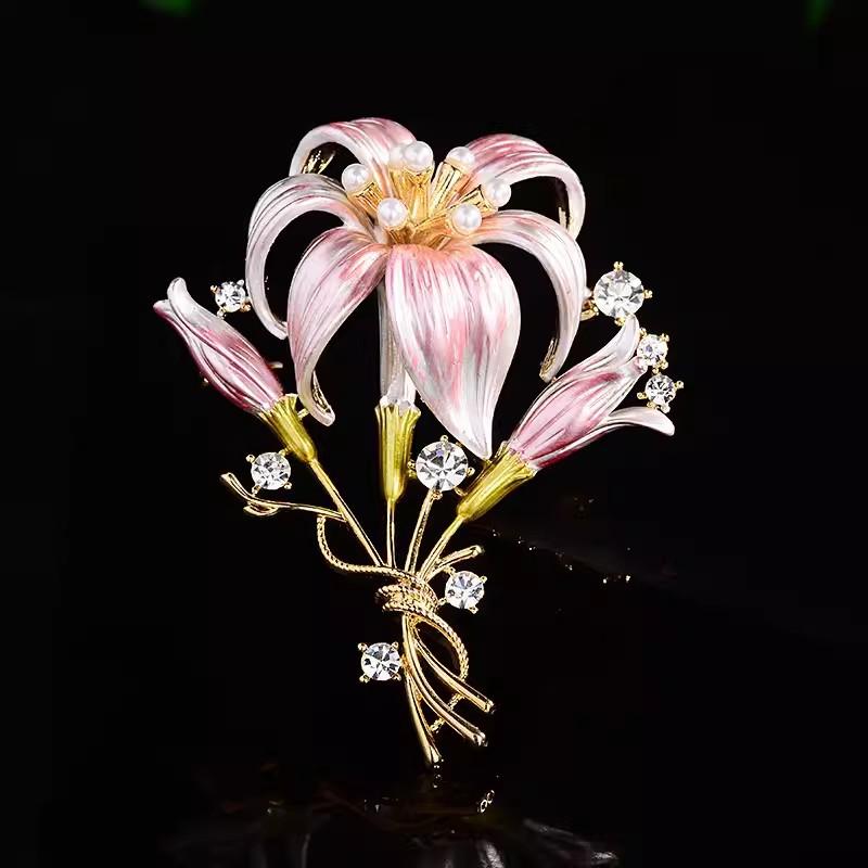 

Fashionable Lily Brooch, Women s Niche Design Sense, Enamel Brooch, Elegant Coat Pin