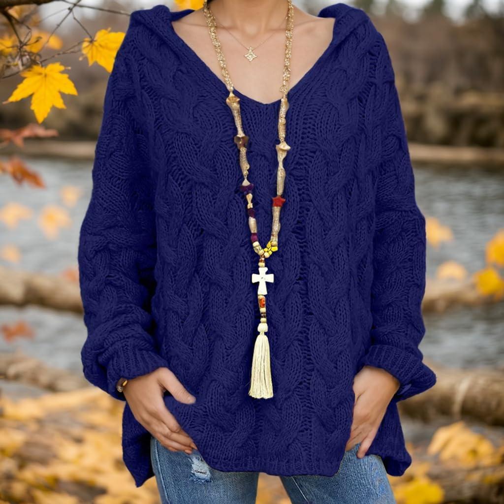 Women's Fashionable Long-sleeved Woven Floral Pullover Knitted Sweater Sweater Top