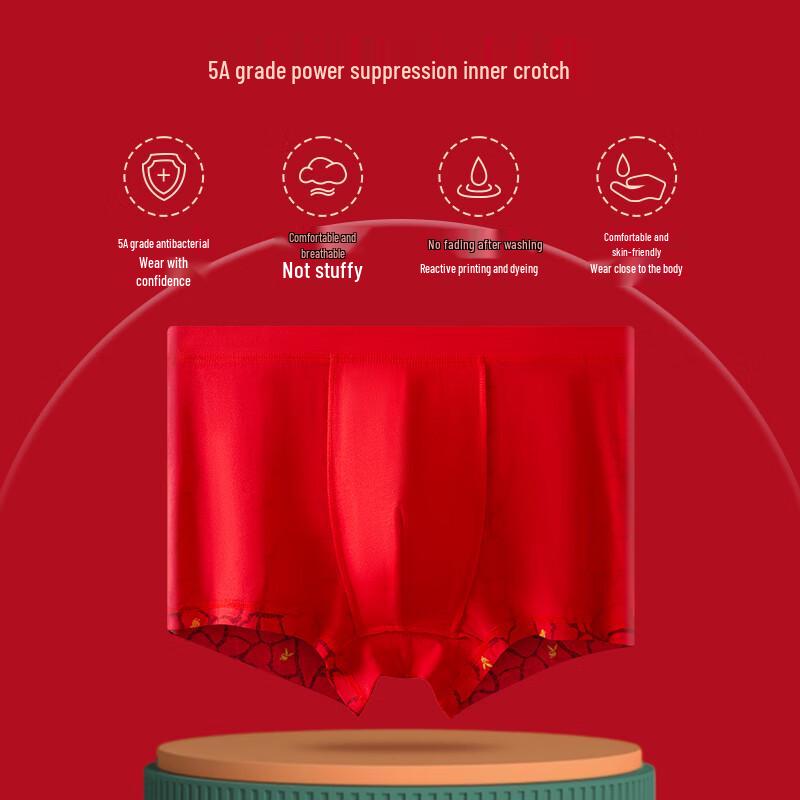 PLAYBOY Men's Year of the Dragon Lucky Red Boxer Briefs 3-Pack