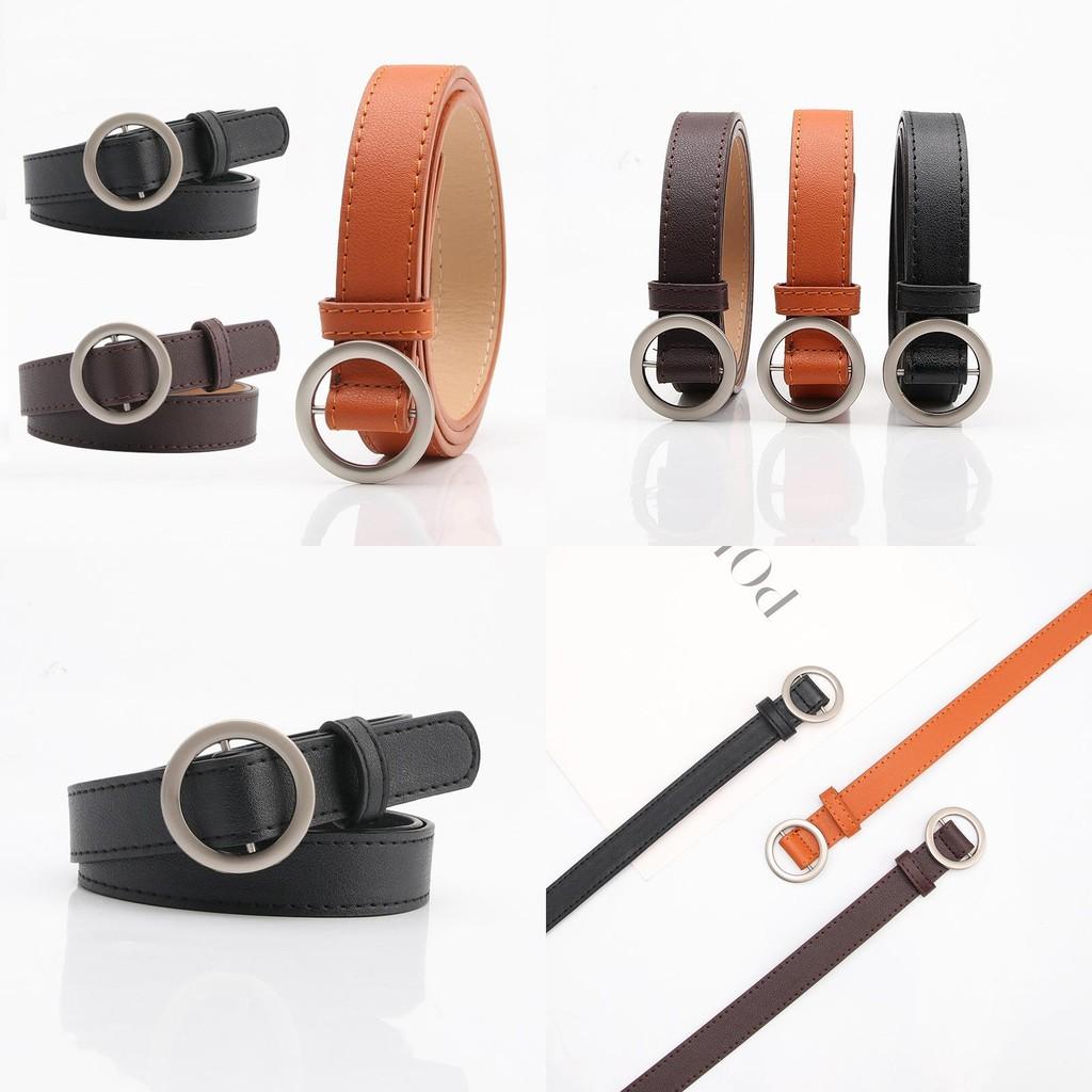Minimalist Faux Leather Belt For Women With Alloy Round Buckle For Daily Use