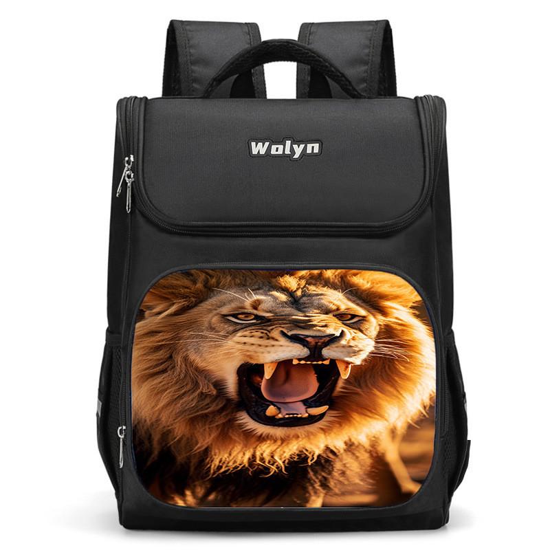 Spacious Lion-themed Backpack For Elementary School Kids Oxford Fabric Lightweight